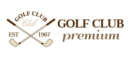 Logo do Golf Club Premium com dois tacos de golfe cruzados, texto ‘Golf Club Est 1967’ e inscrição ‘Golf Club premium’